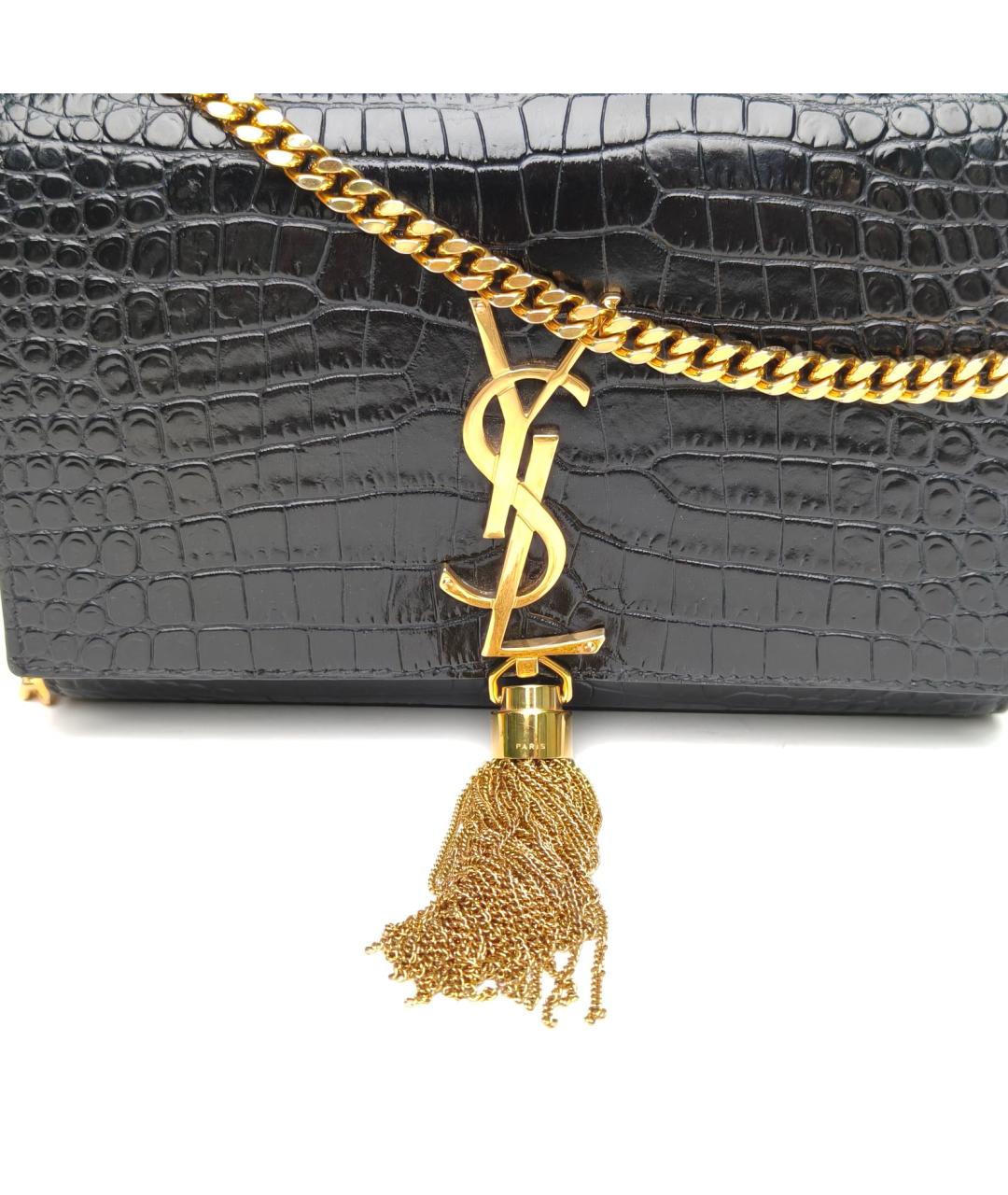 SAINT LAURENT Черная кожаная сумка через плечо, фото 8