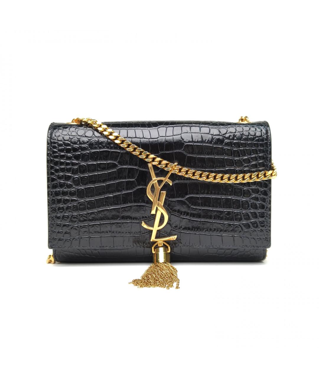 SAINT LAURENT Черная кожаная сумка через плечо, фото 2