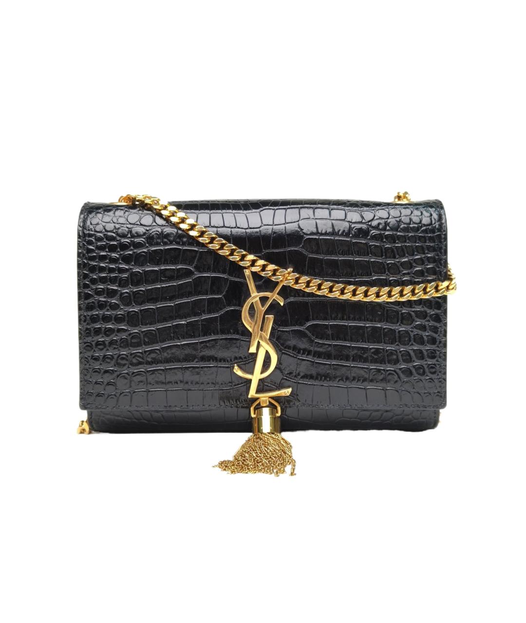 SAINT LAURENT Черная кожаная сумка через плечо, фото 10