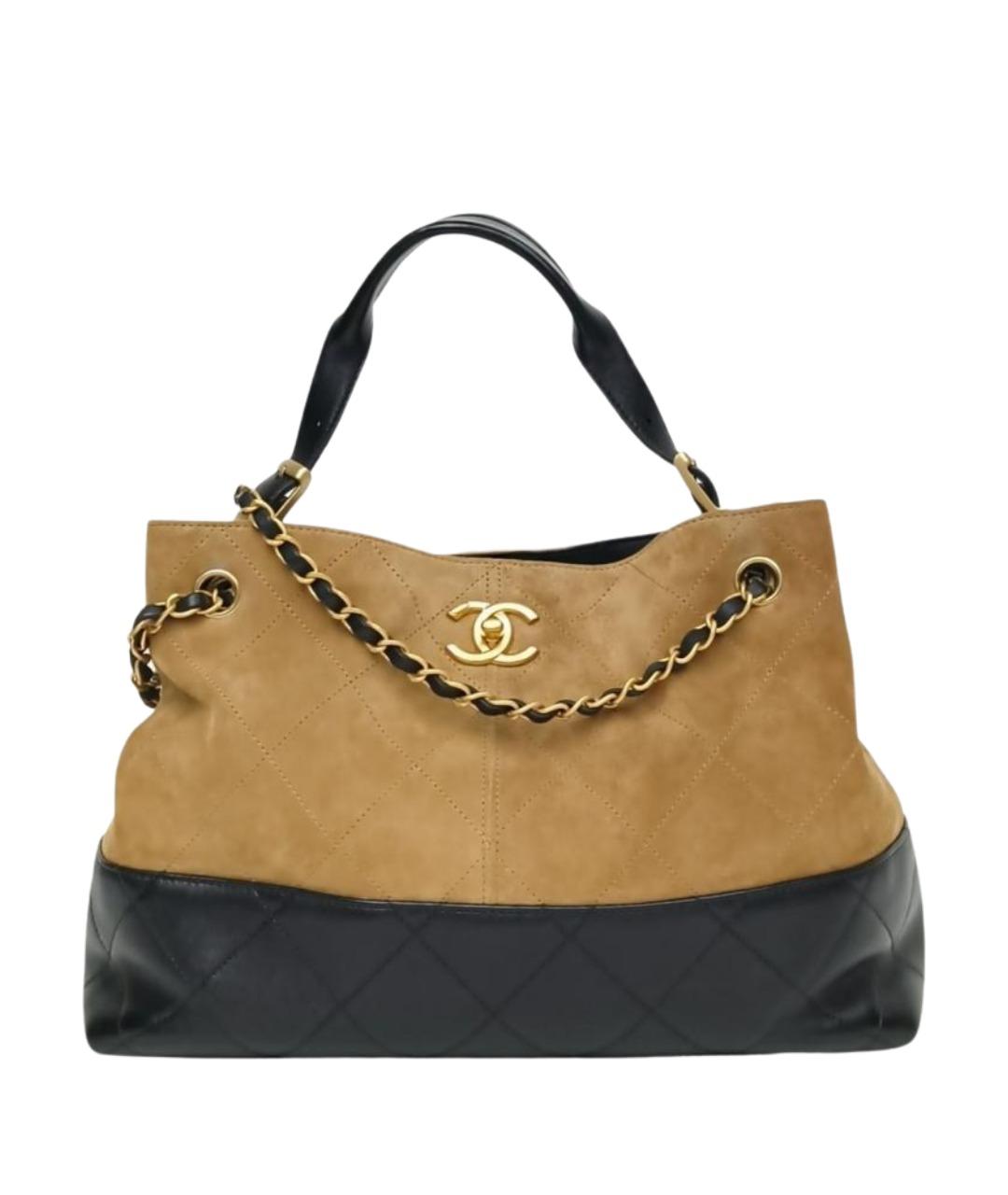 CHANEL Бежевая замшевая сумка через плечо, фото 1