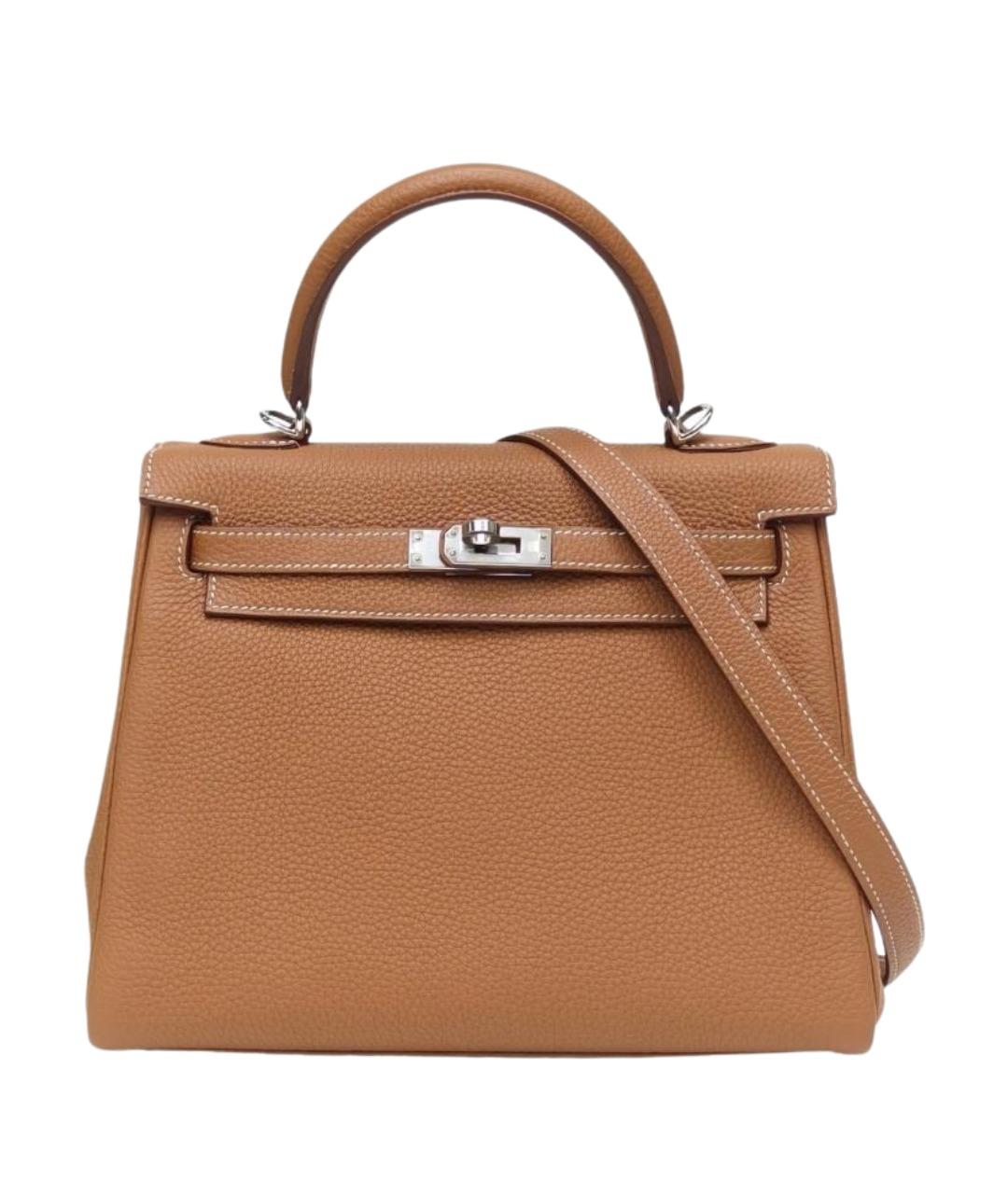 HERMES Коричневая кожаная сумка через плечо, фото 1