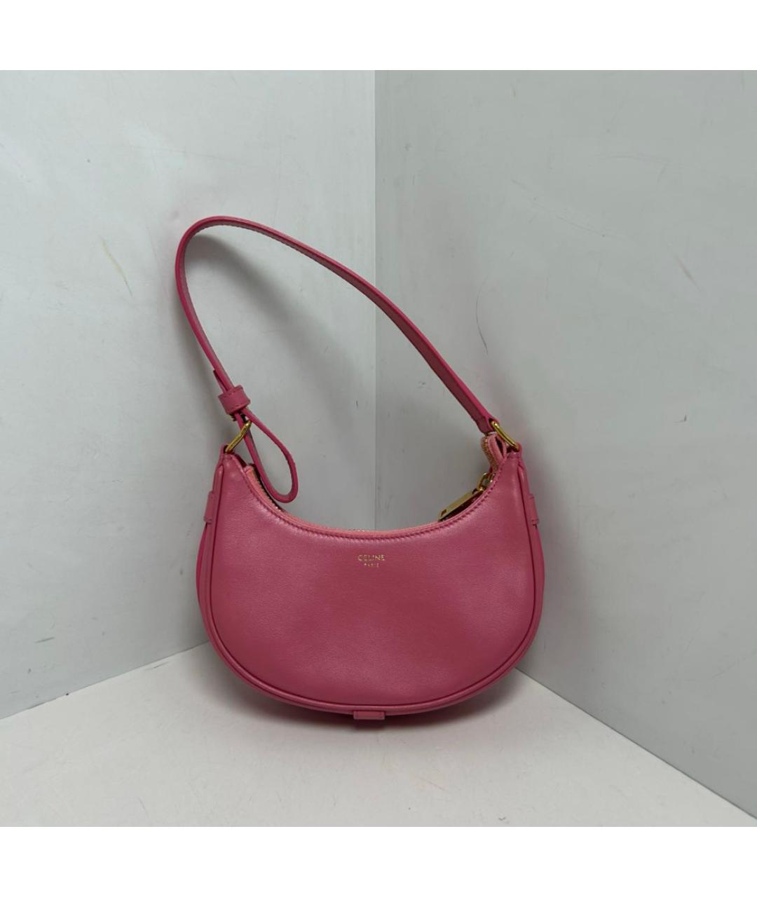 CELINE Розовая кожаная сумка через плечо, фото 8