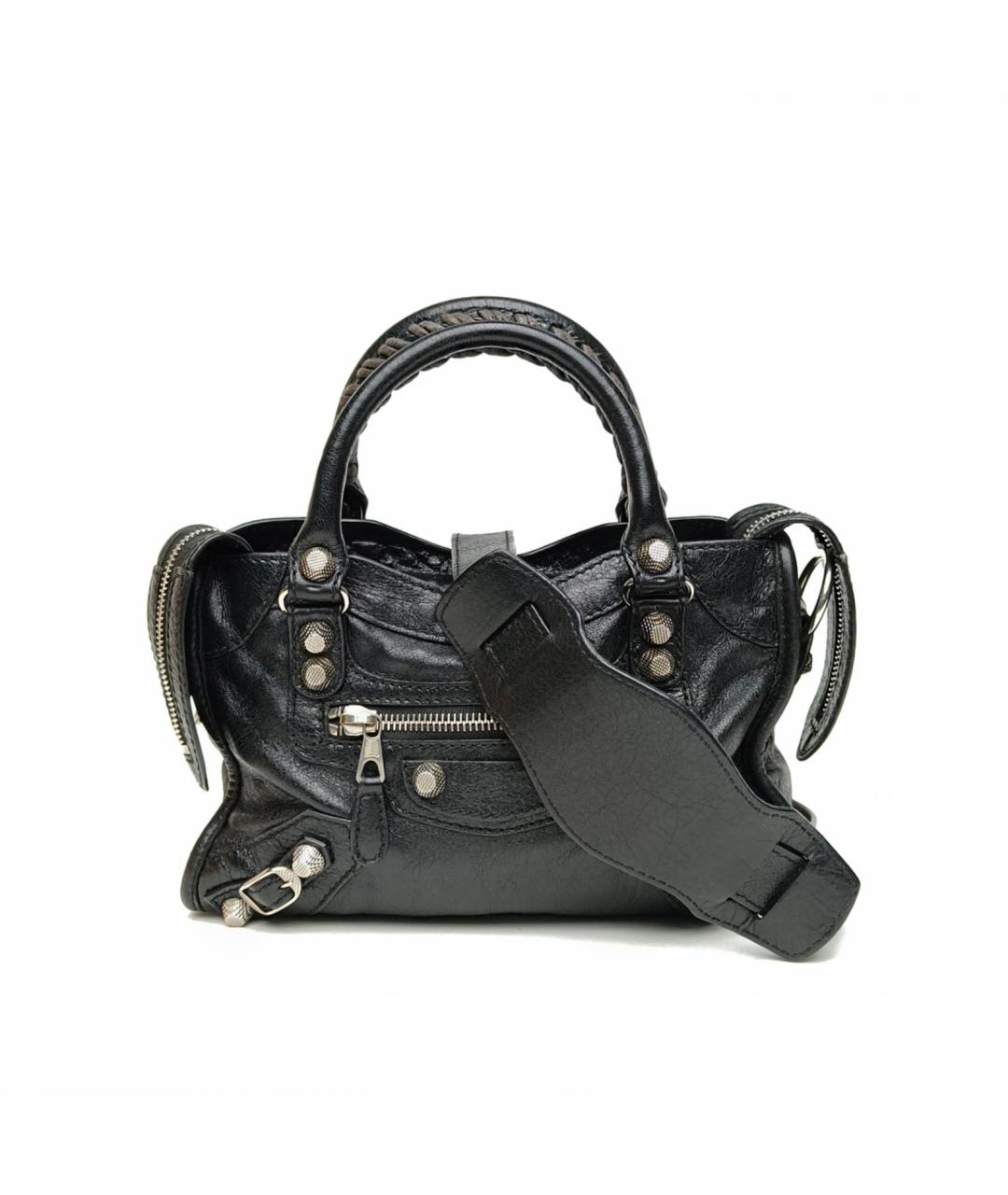 BALENCIAGA Черная кожаная сумка через плечо, фото 2