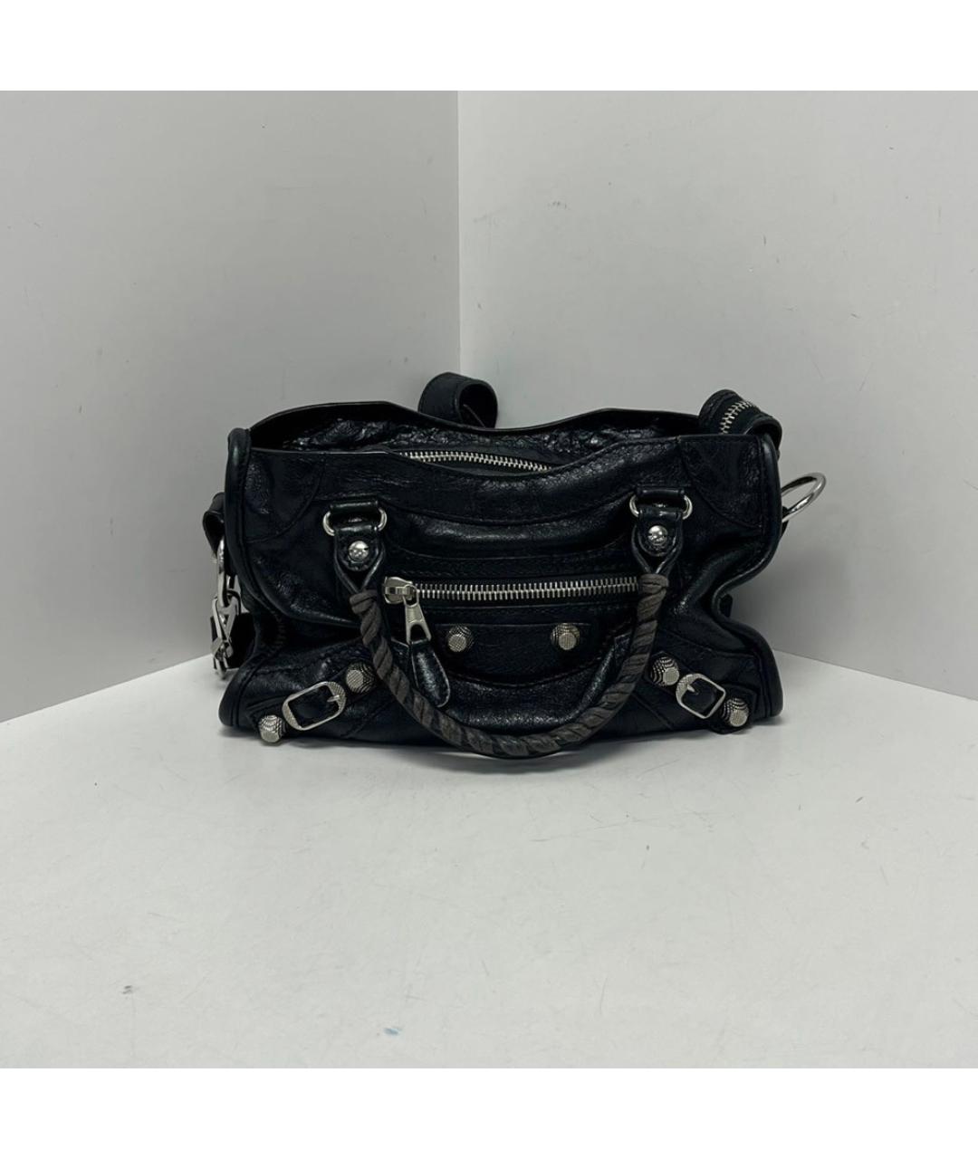BALENCIAGA Черная кожаная сумка через плечо, фото 8