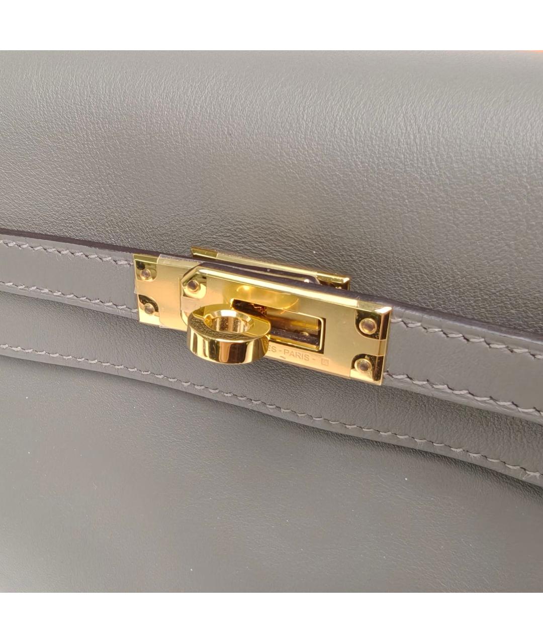 HERMES Серая кожаная сумка через плечо, фото 7