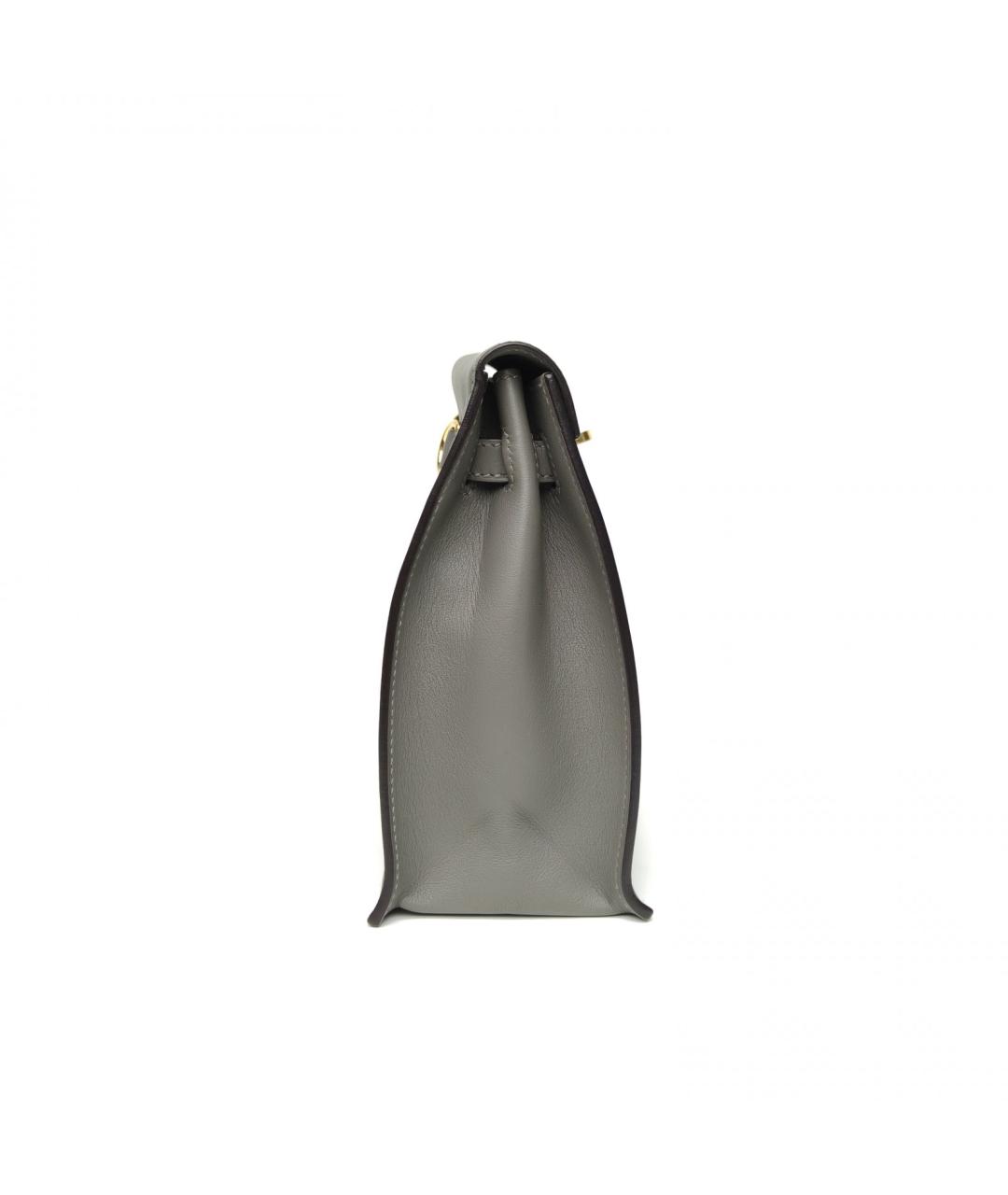 HERMES Серая кожаная сумка через плечо, фото 5