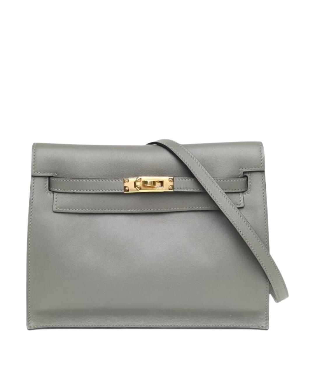HERMES Серая кожаная сумка через плечо, фото 1