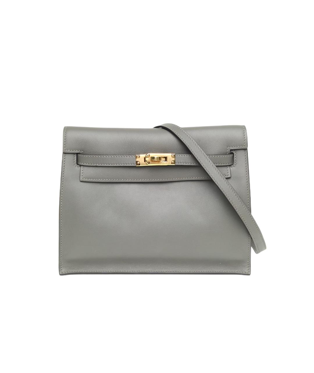 HERMES Серая кожаная сумка через плечо, фото 9