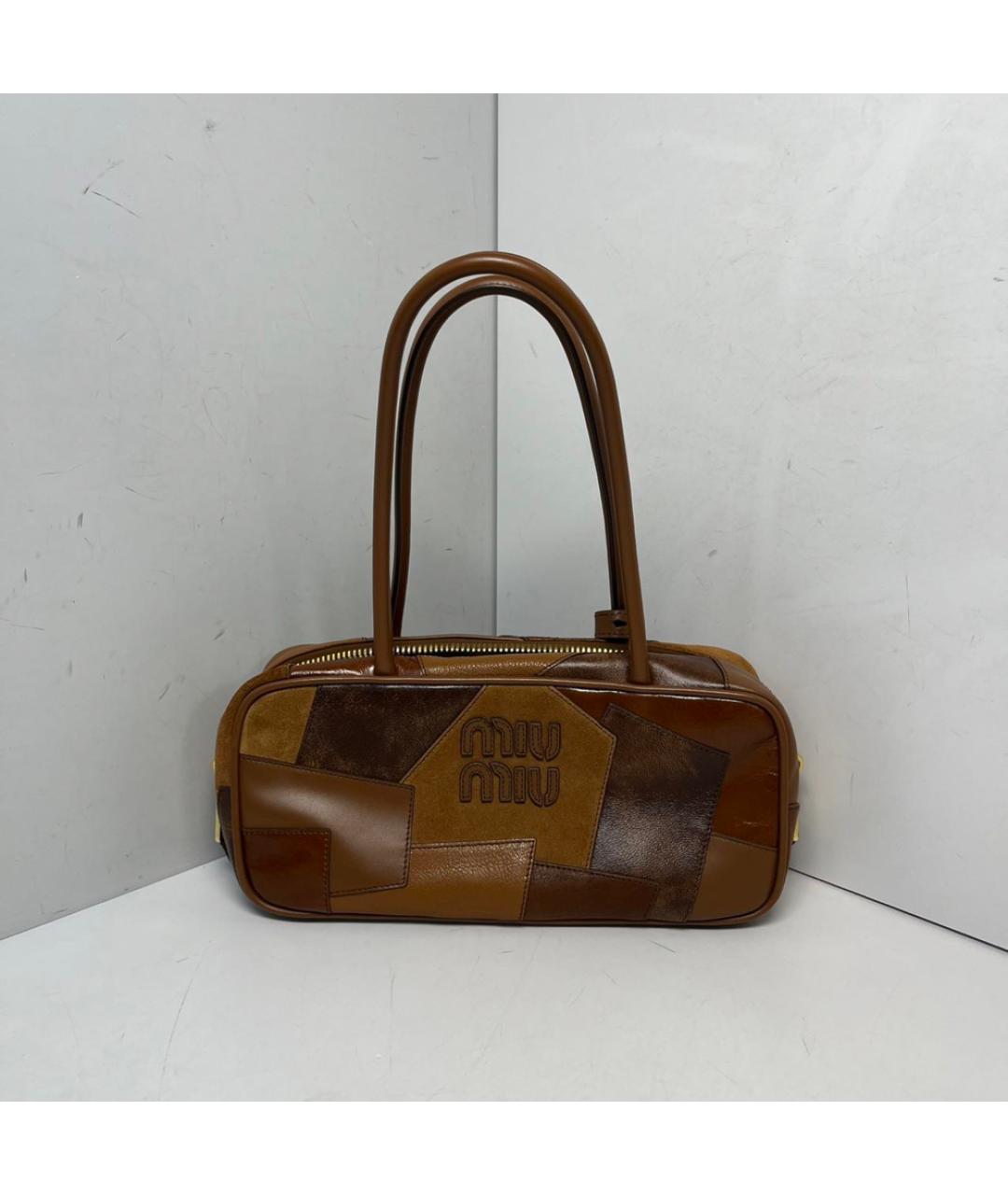 MIU MIU Коричневая кожаная сумка через плечо, фото 9