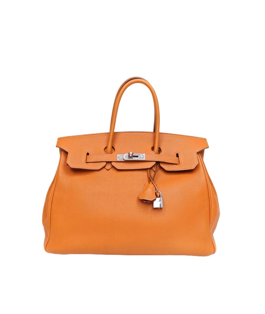 HERMES Оранжевая кожаная сумка с короткими ручками, фото 9