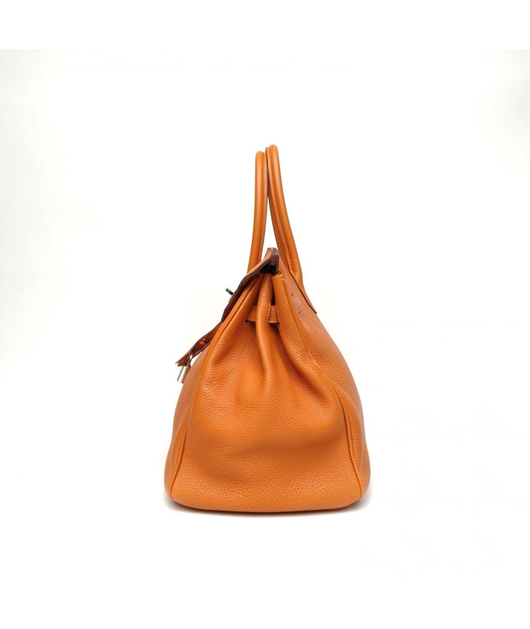 HERMES Оранжевая кожаная сумка с короткими ручками, фото 3