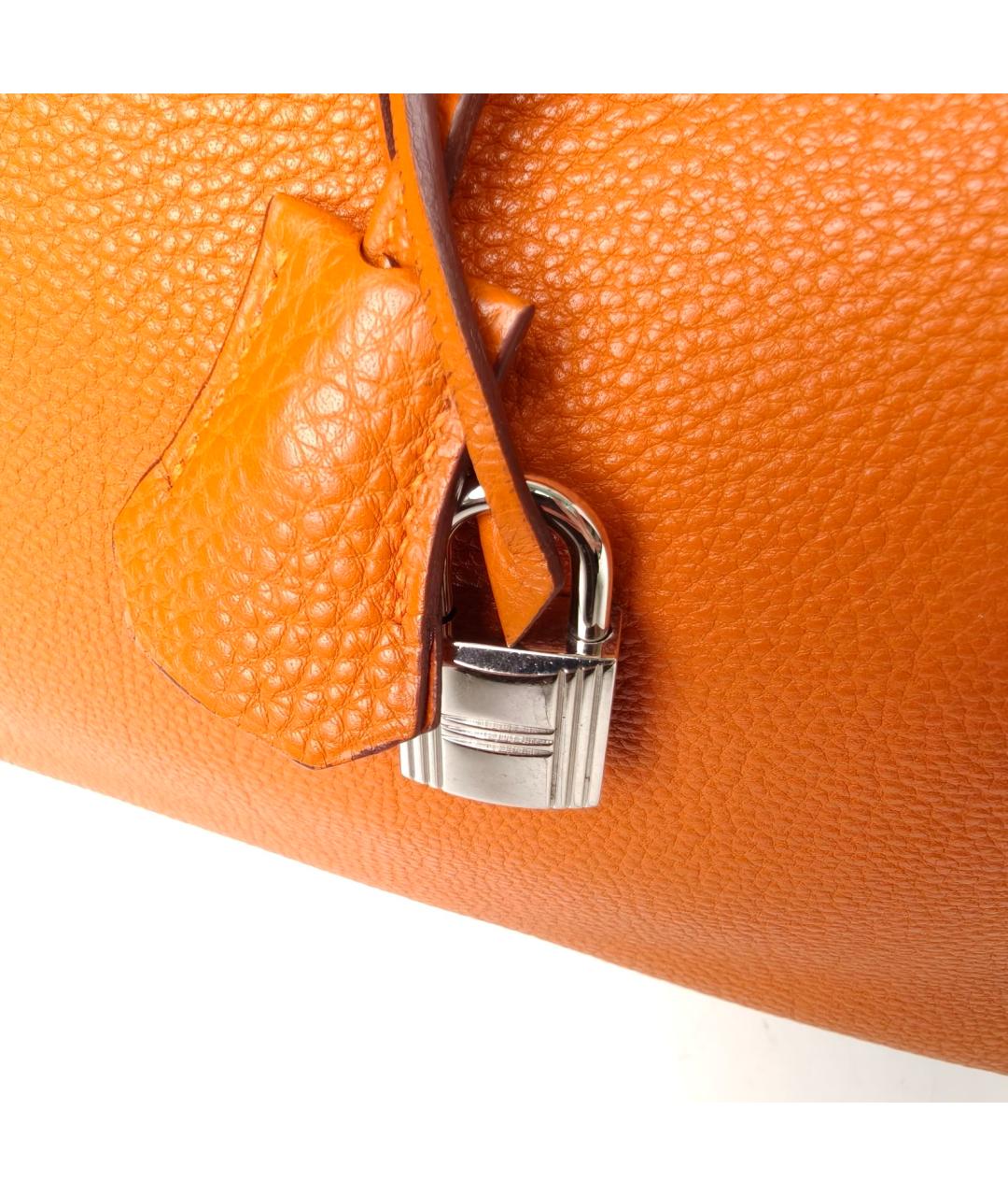 HERMES Оранжевая кожаная сумка с короткими ручками, фото 8