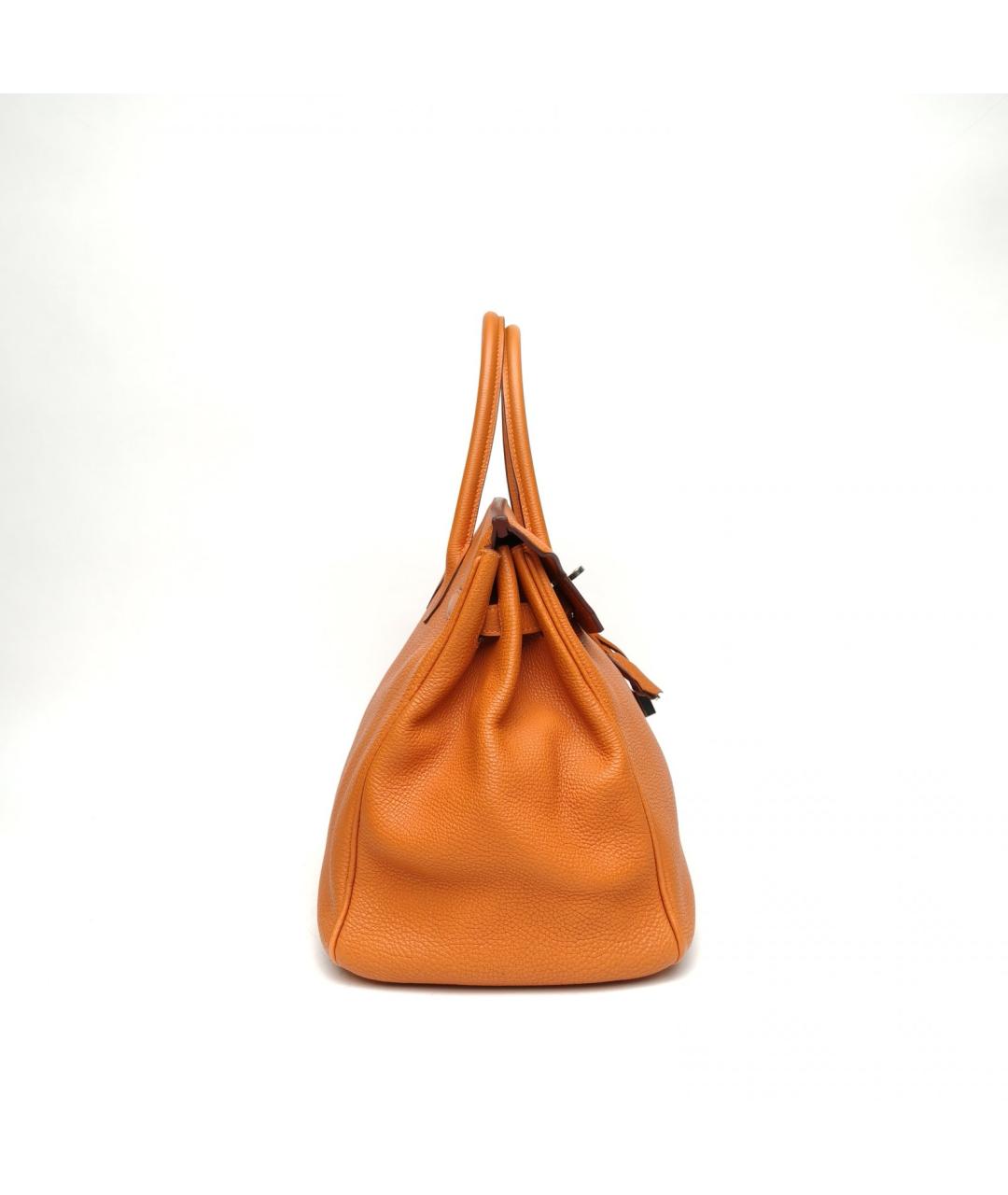 HERMES Оранжевая кожаная сумка с короткими ручками, фото 5
