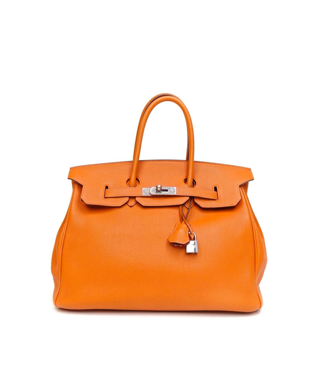 HERMES Оранжевая кожаная сумка с короткими ручками, фото 2