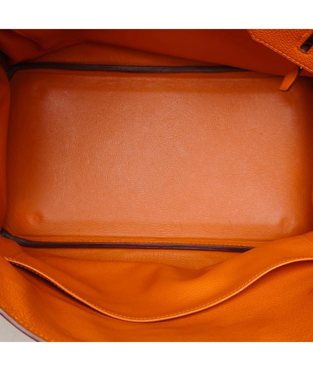 HERMES Оранжевая кожаная сумка с короткими ручками, фото 7