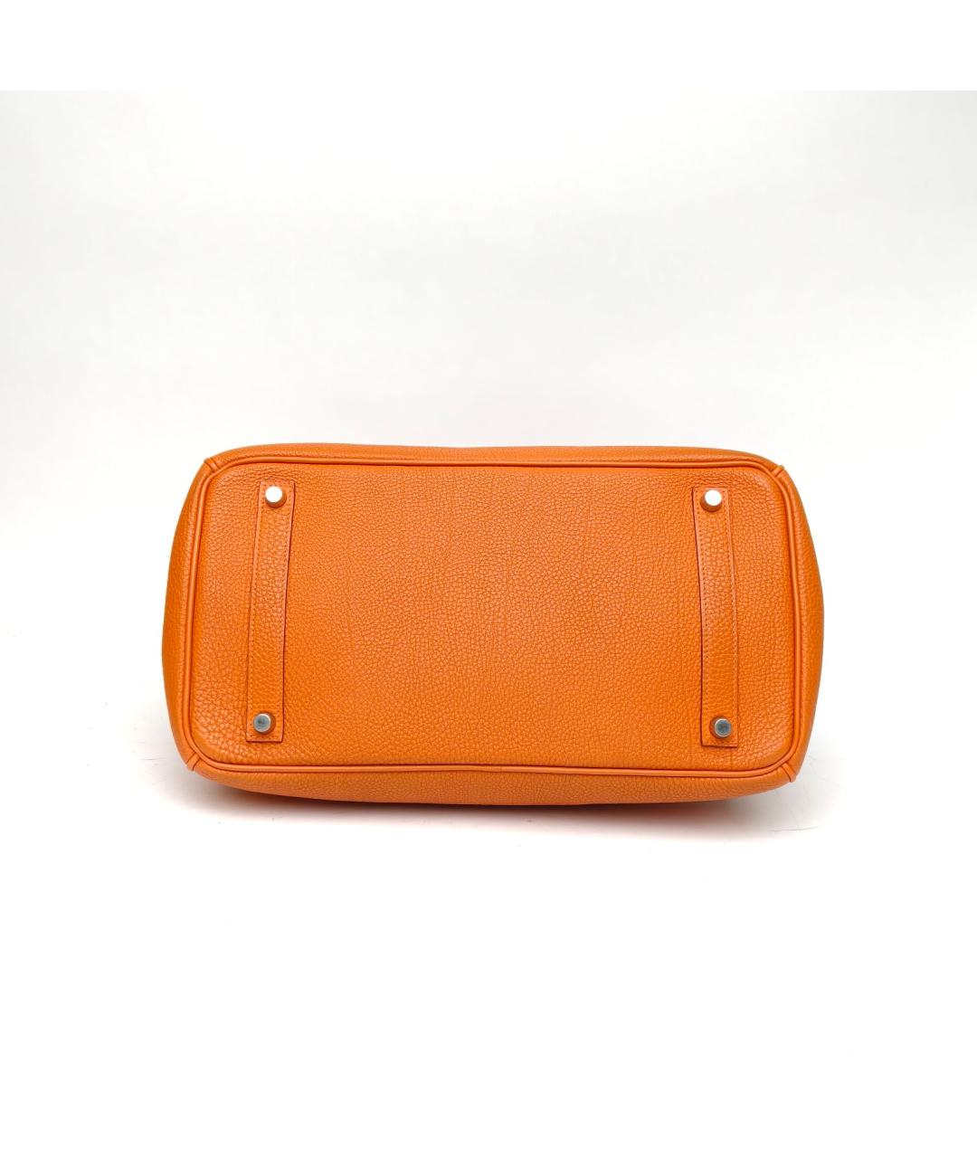 HERMES Оранжевая кожаная сумка с короткими ручками, фото 6
