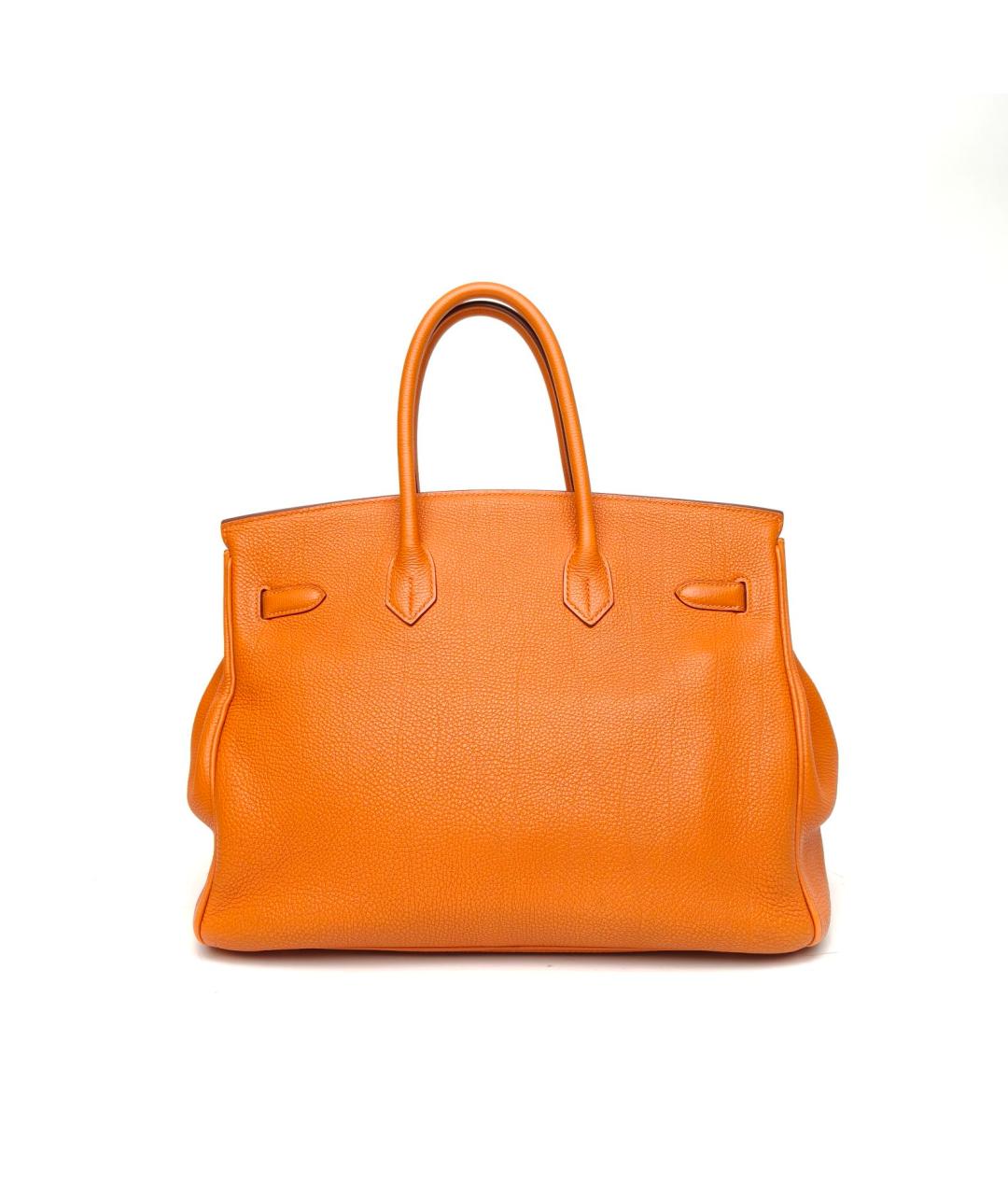 HERMES Оранжевая кожаная сумка с короткими ручками, фото 4