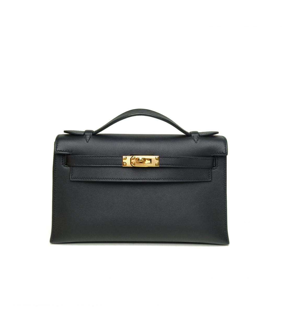 HERMES Черная кожаная сумка с короткими ручками, фото 2