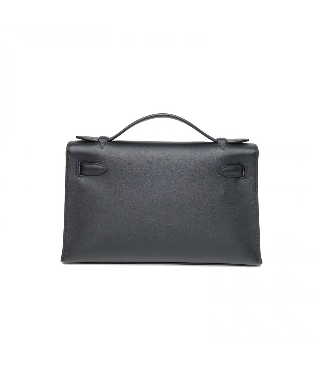 HERMES Черная кожаная сумка с короткими ручками, фото 4