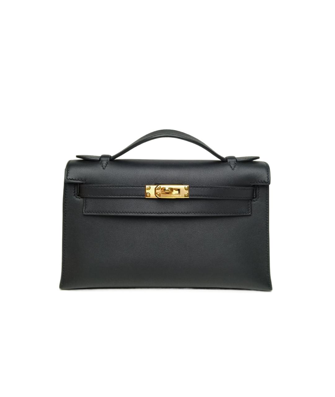 HERMES Черная кожаная сумка с короткими ручками, фото 9