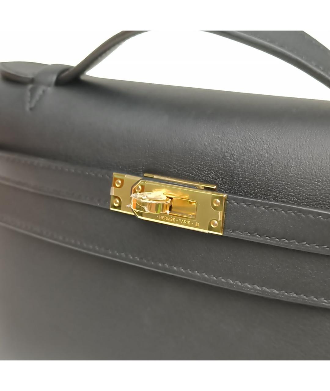 HERMES Черная кожаная сумка с короткими ручками, фото 7