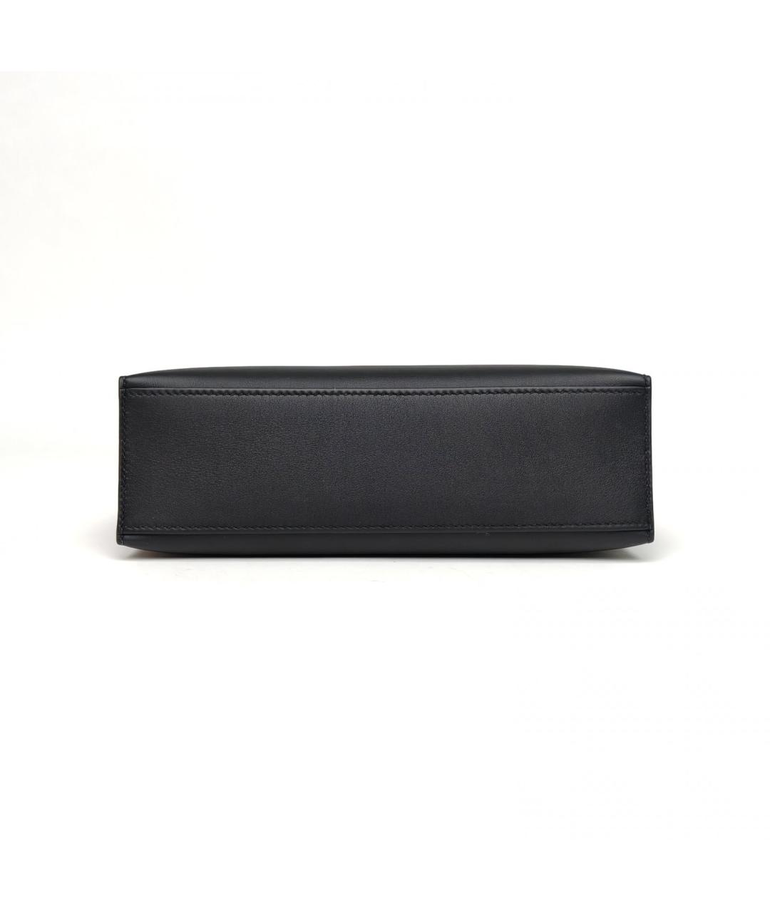 HERMES Черная кожаная сумка с короткими ручками, фото 6