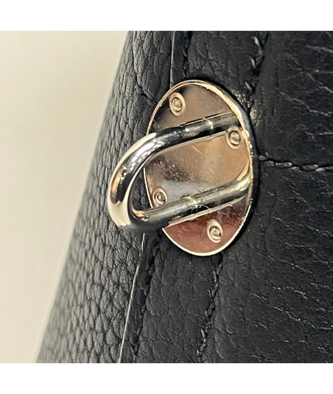 HERMES Черная кожаная сумка через плечо, фото 3