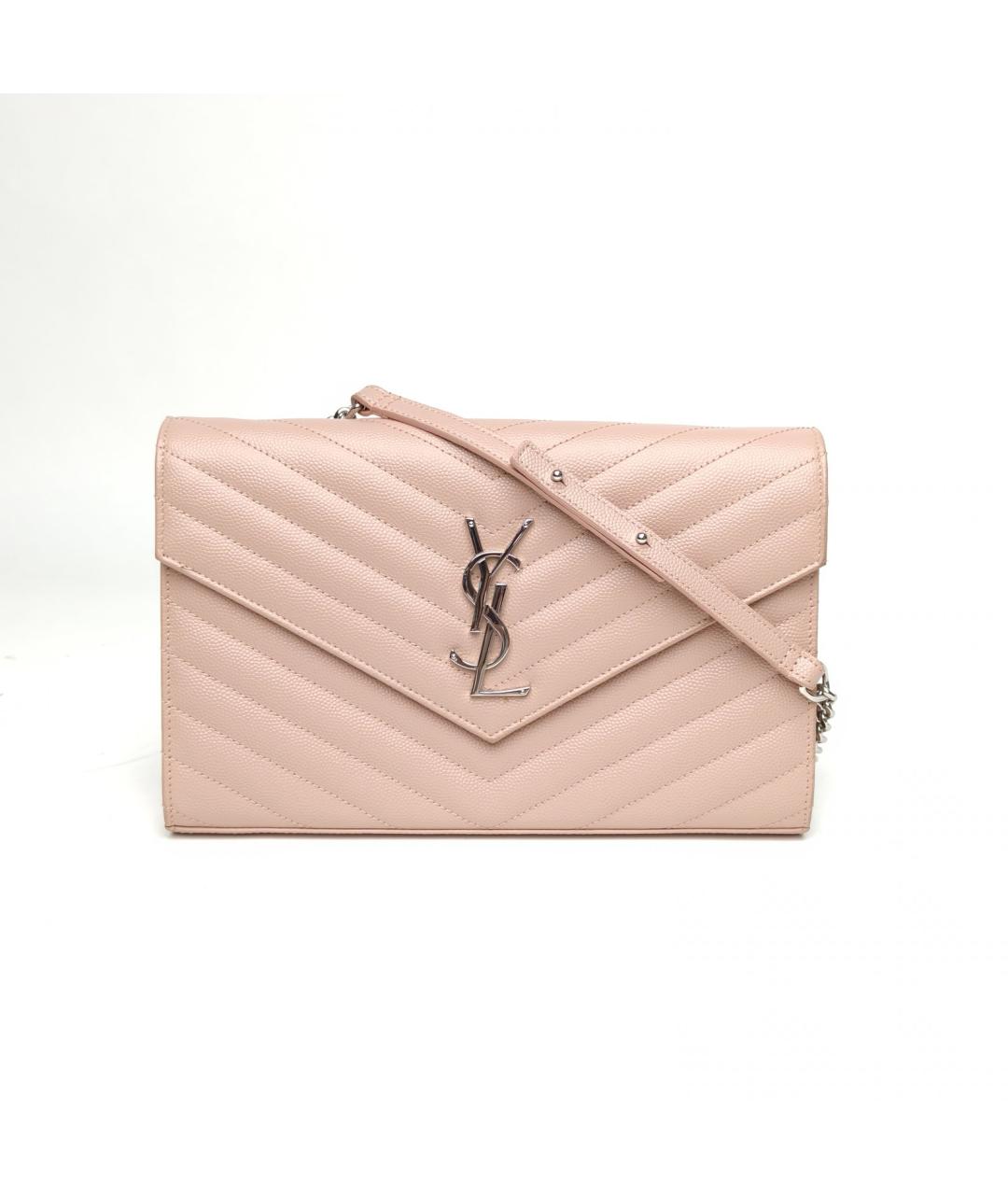 SAINT LAURENT Розовая кожаная сумка через плечо, фото 2