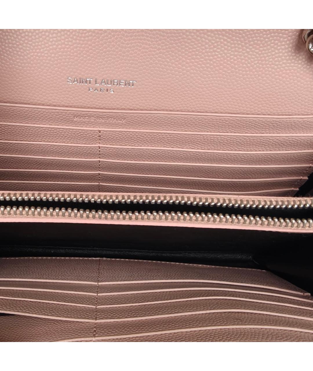 SAINT LAURENT Розовая кожаная сумка через плечо, фото 7