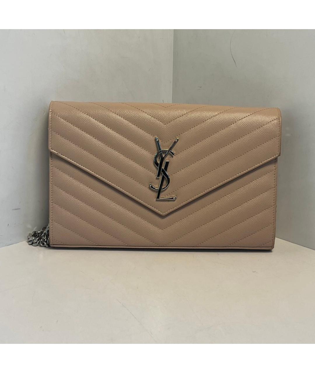 SAINT LAURENT Розовая кожаная сумка через плечо, фото 9