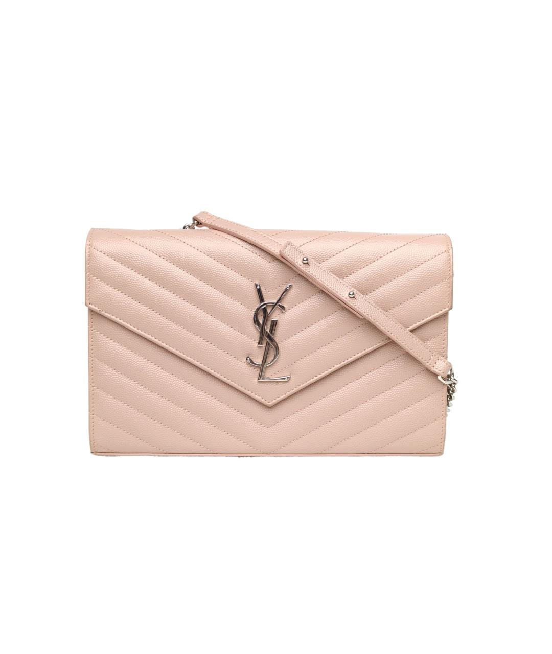 SAINT LAURENT Розовая кожаная сумка через плечо, фото 10