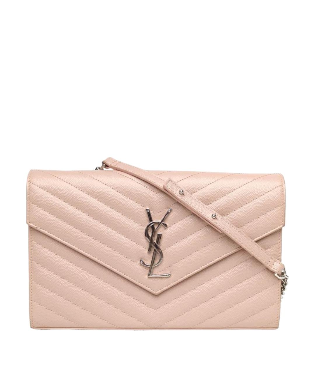 SAINT LAURENT Розовая кожаная сумка через плечо, фото 1