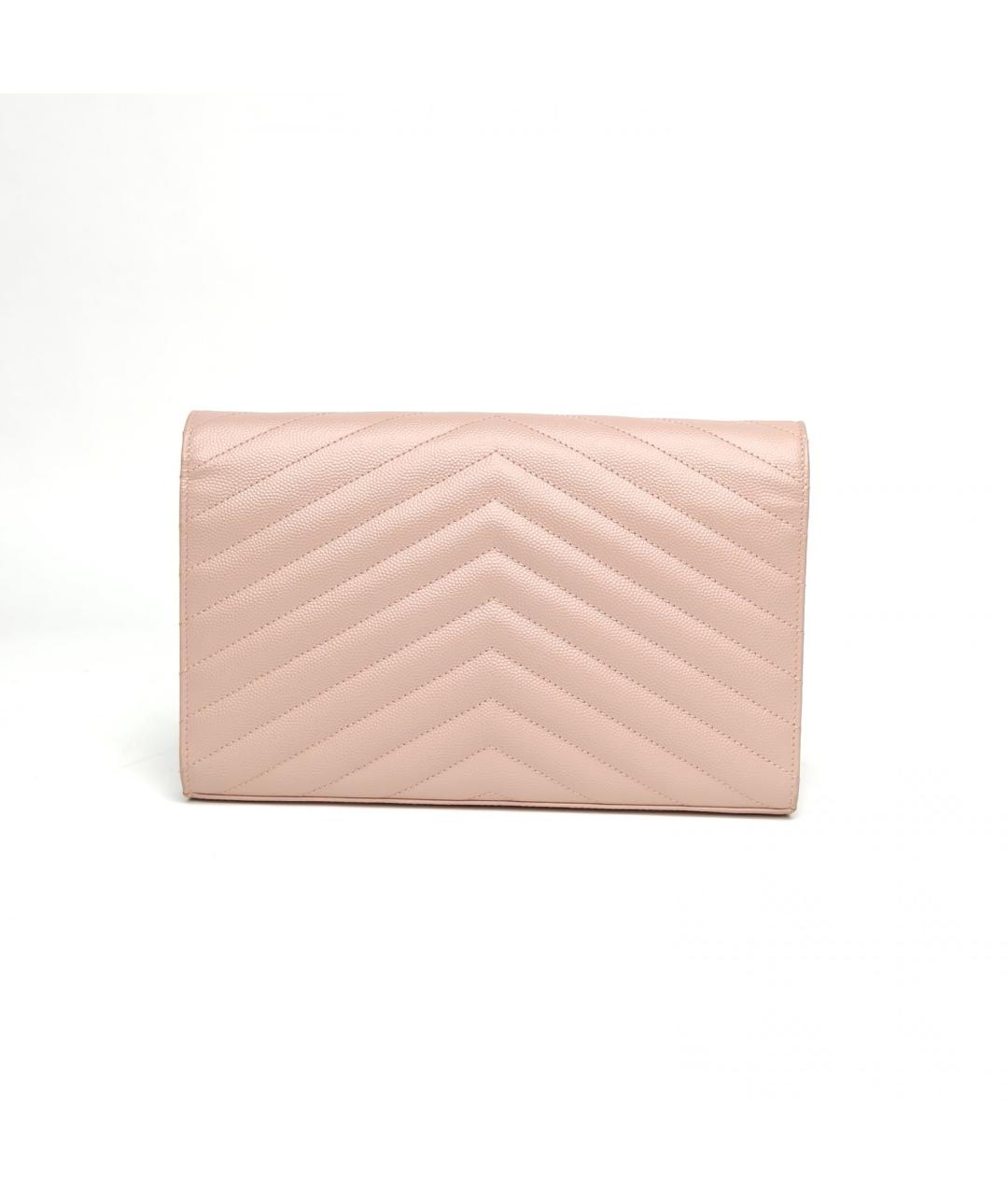 SAINT LAURENT Розовая кожаная сумка через плечо, фото 4