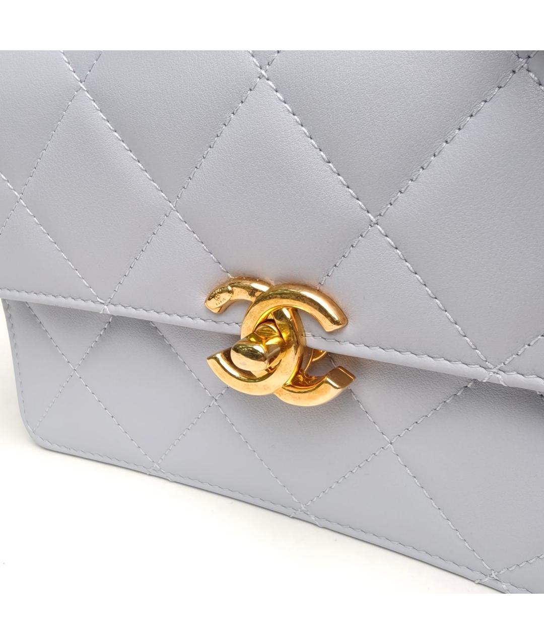 CHANEL Голубая кожаная сумка через плечо, фото 7