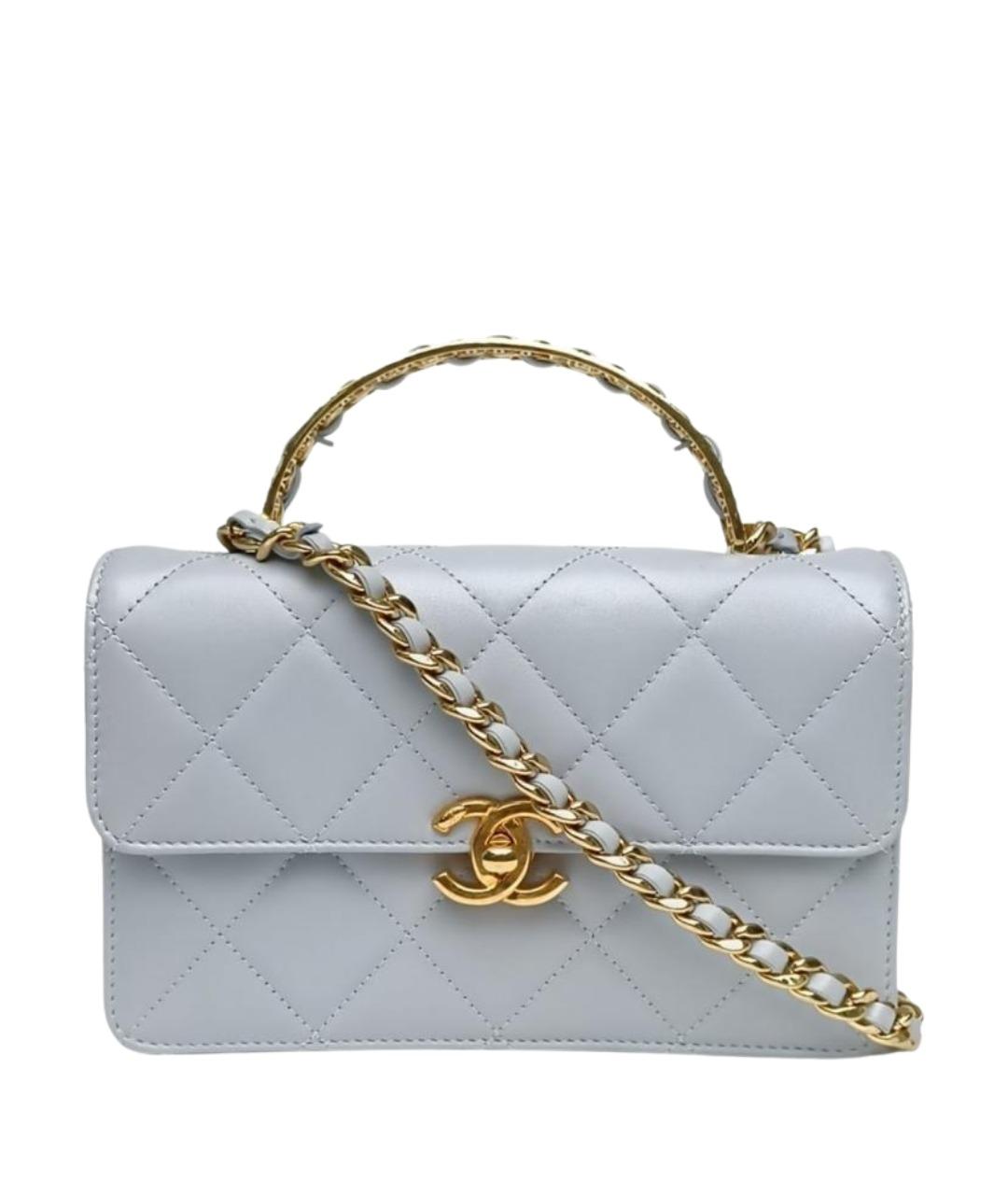 CHANEL Голубая кожаная сумка через плечо, фото 1