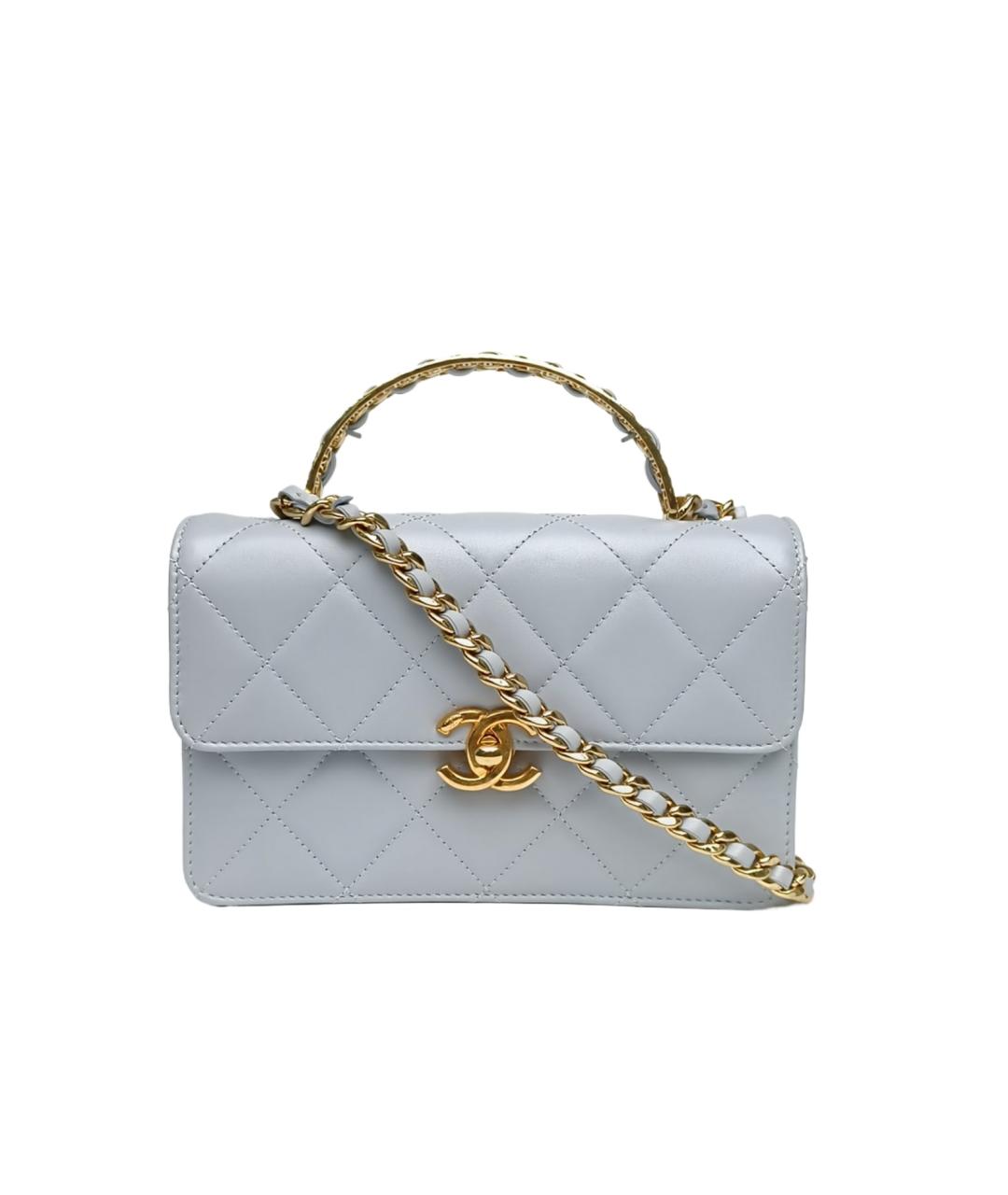 CHANEL Голубая кожаная сумка через плечо, фото 9