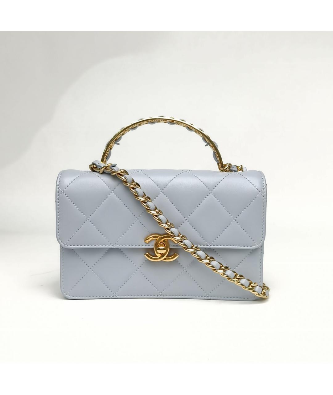 CHANEL Голубая кожаная сумка через плечо, фото 2