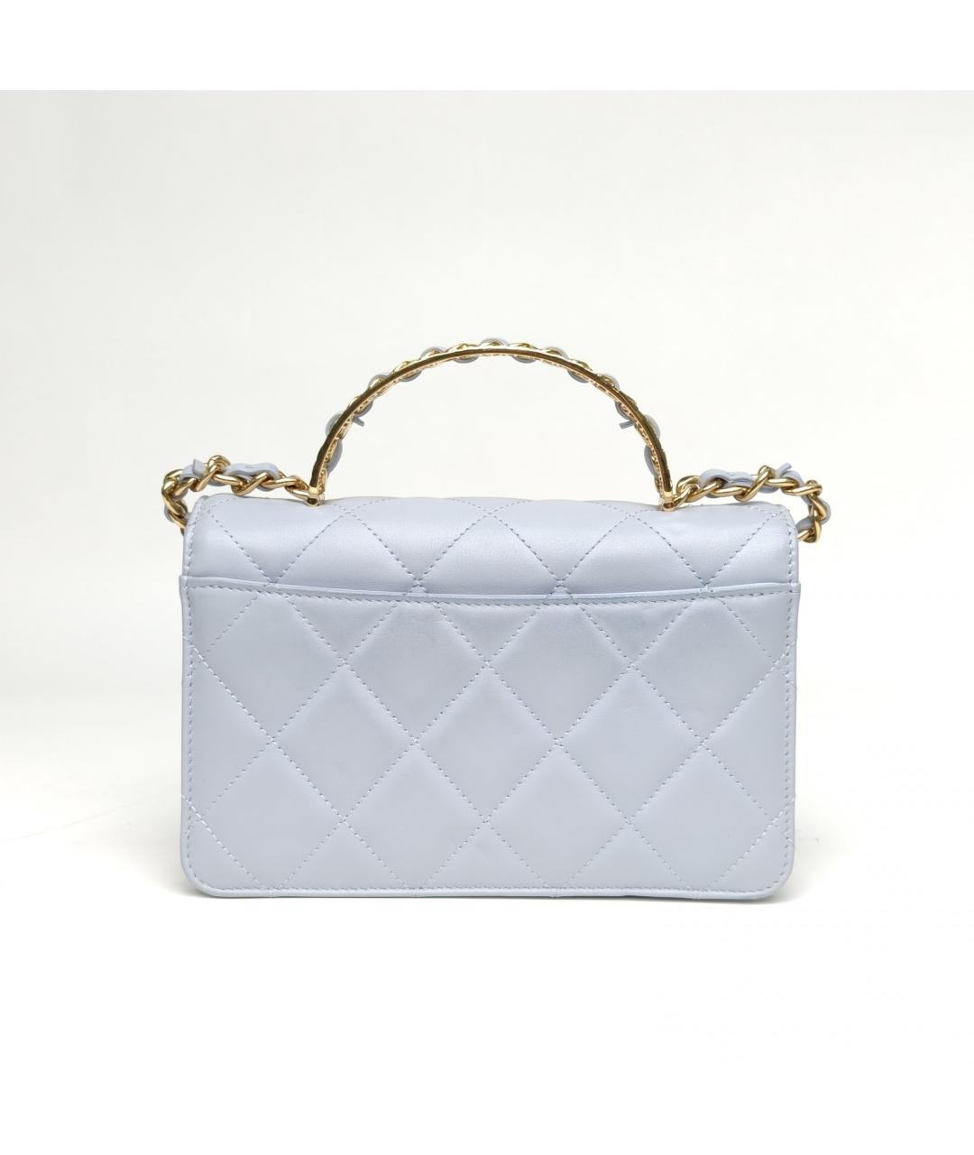 CHANEL Голубая кожаная сумка через плечо, фото 4