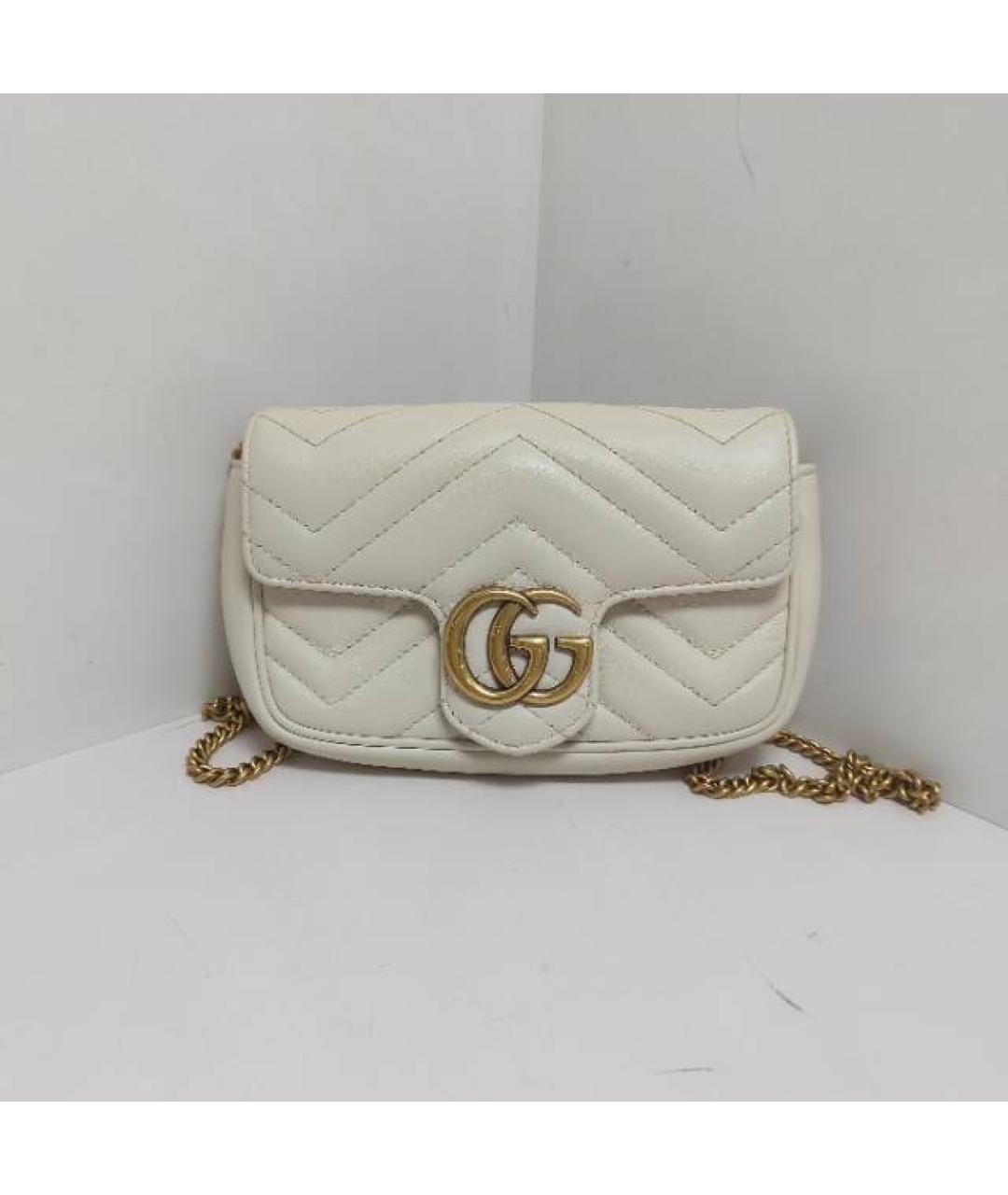 GUCCI Белая кожаная сумка через плечо, фото 9