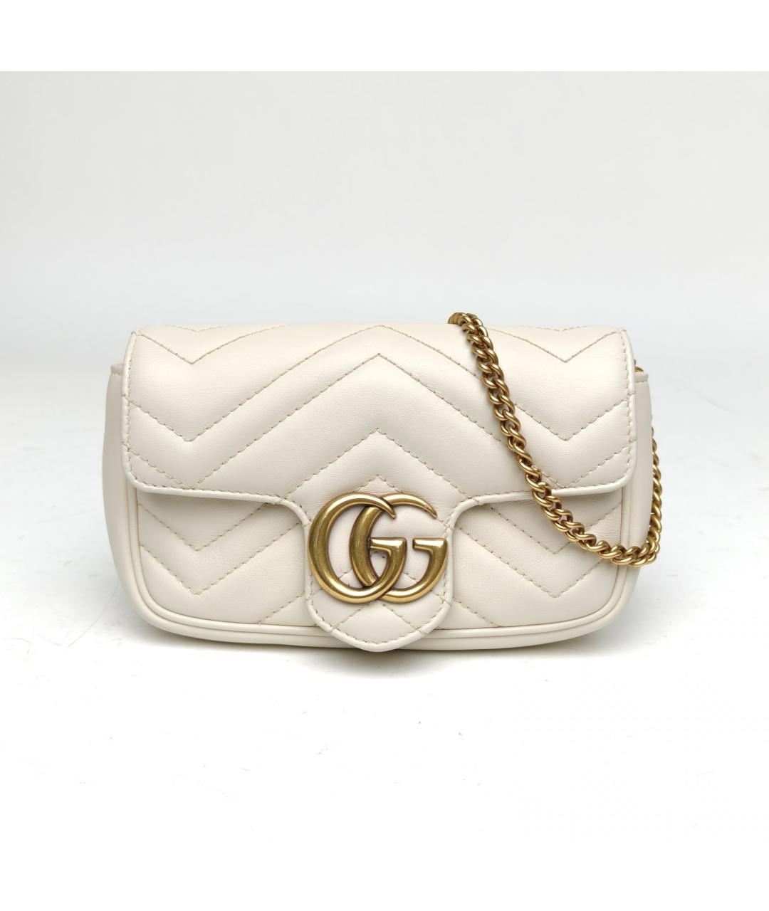 GUCCI Белая кожаная сумка через плечо, фото 2