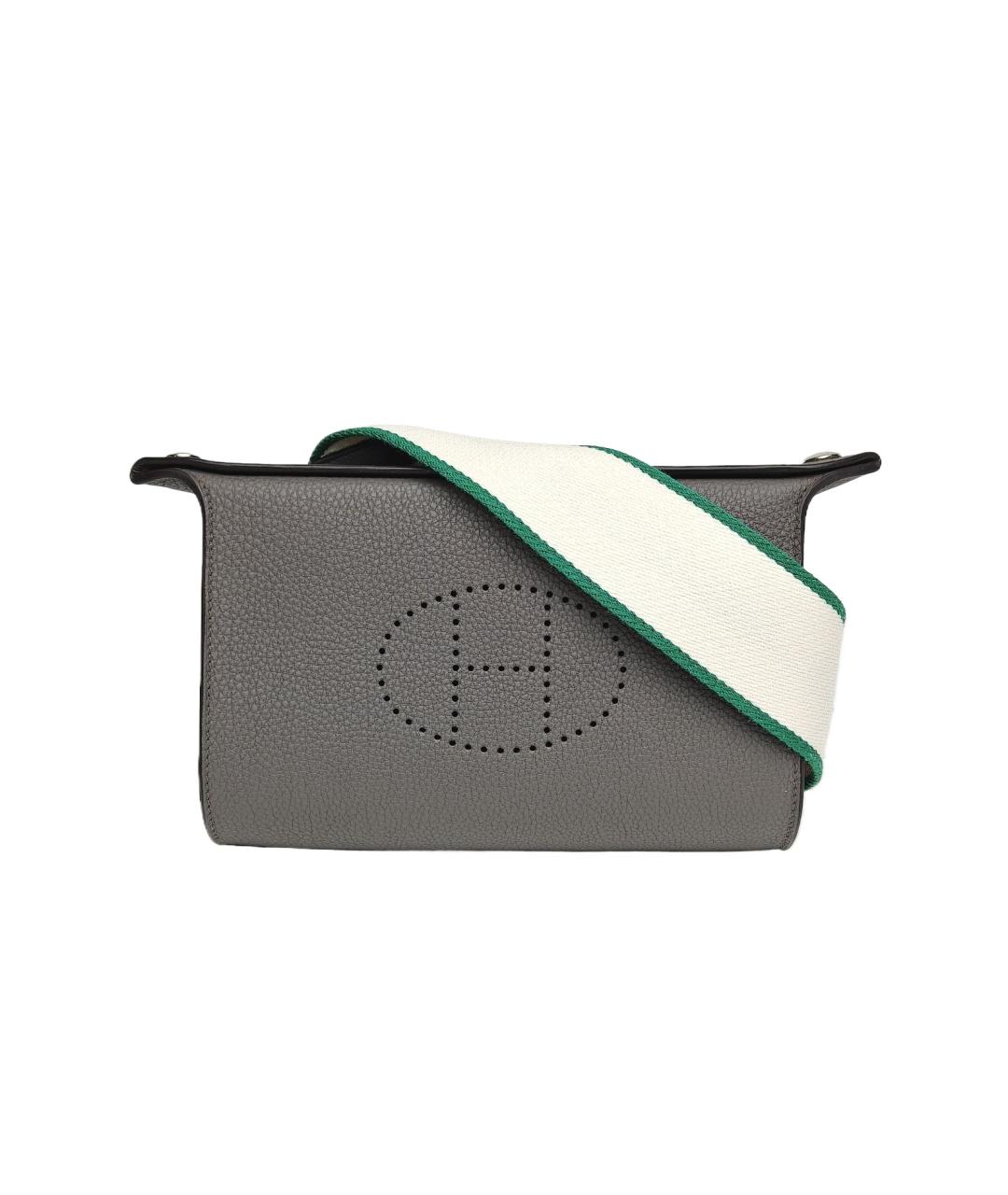 HERMES Серая кожаная сумка через плечо, фото 9