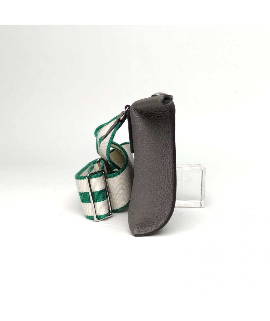 HERMES Серая кожаная сумка через плечо, фото 5