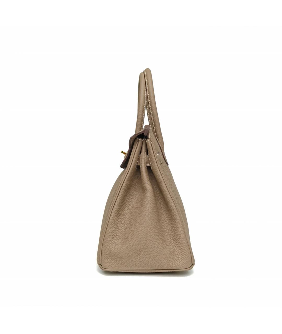 HERMES Коричневая кожаная сумка с короткими ручками, фото 3