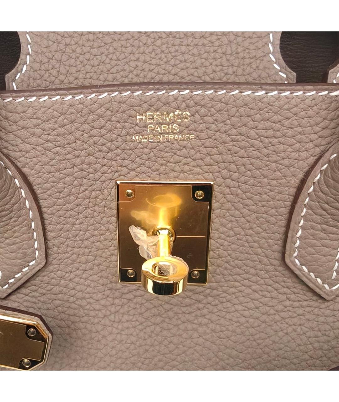 HERMES Коричневая кожаная сумка с короткими ручками, фото 8