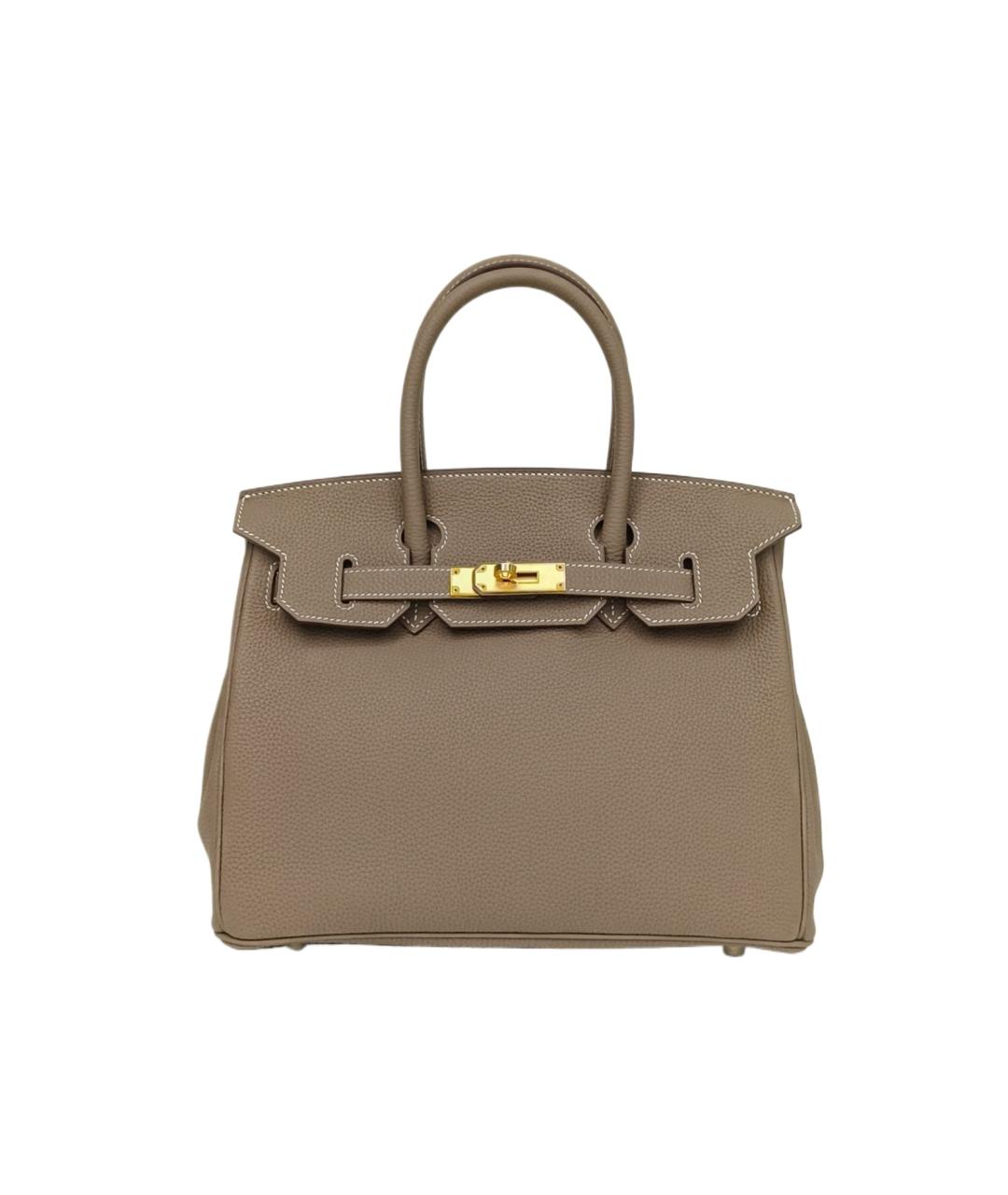 HERMES Коричневая кожаная сумка с короткими ручками, фото 9