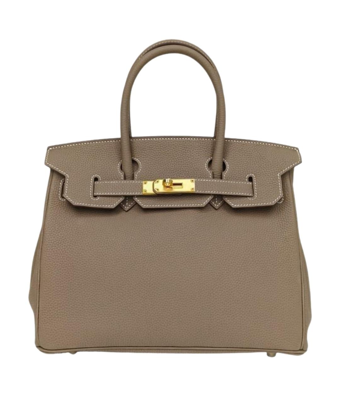 HERMES Коричневая кожаная сумка с короткими ручками, фото 1