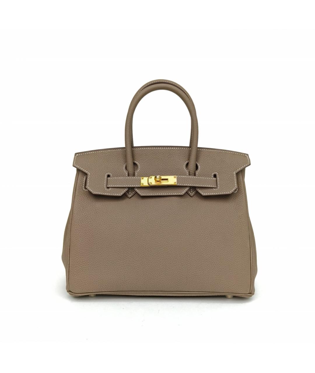 HERMES Коричневая кожаная сумка с короткими ручками, фото 2