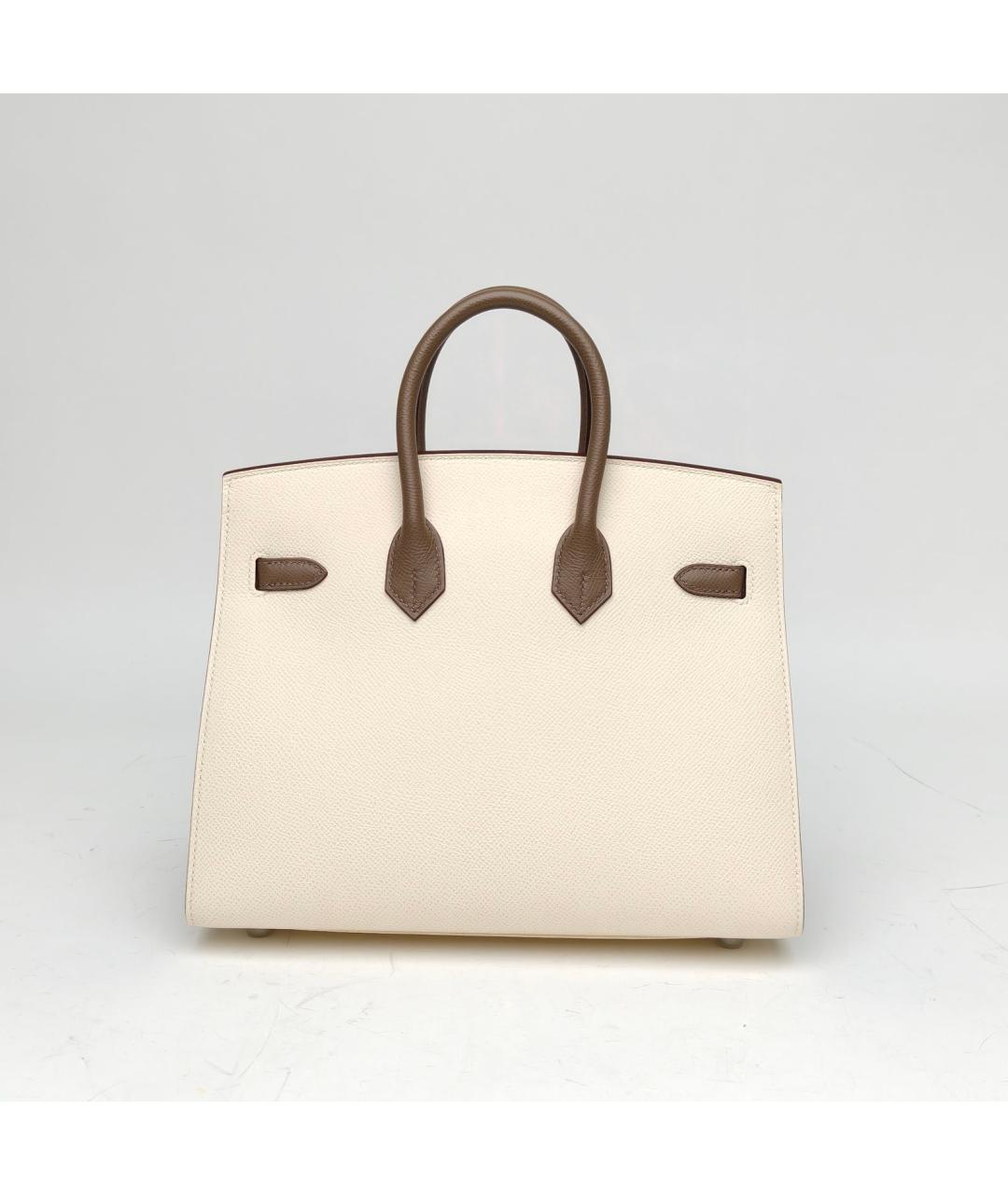 HERMES Белая кожаная сумка с короткими ручками, фото 4