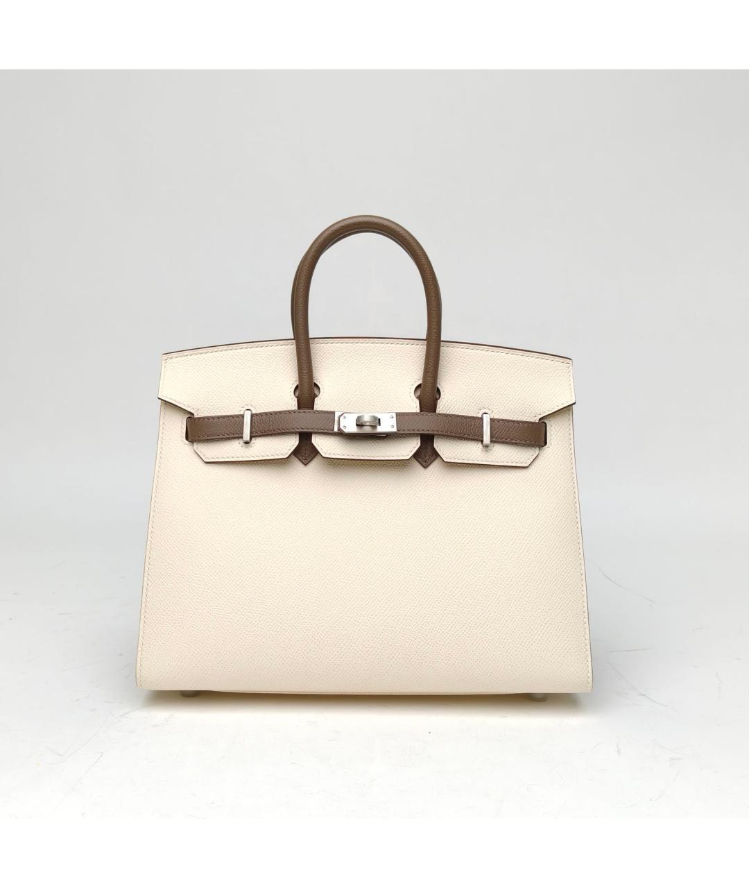 HERMES Белая кожаная сумка с короткими ручками, фото 2