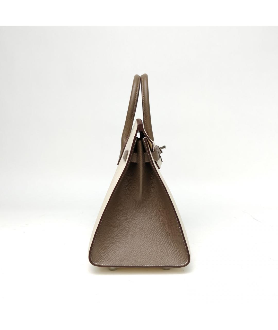 HERMES Белая кожаная сумка с короткими ручками, фото 5